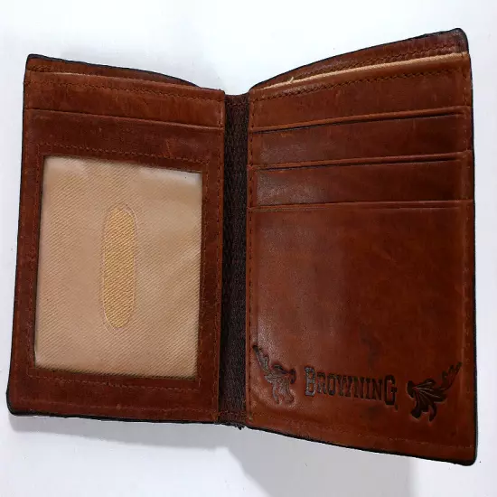 Mens Browning Leather Wallet Bi-Fold Made in India 100% Genuine Leather Exterior