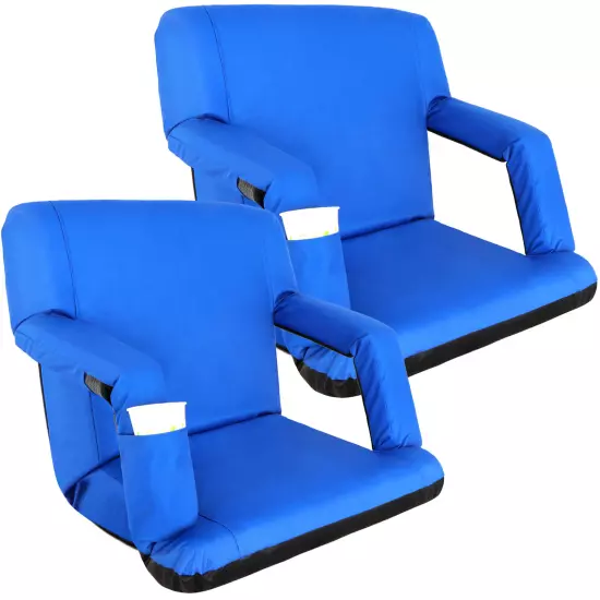  2PCS Stadium Seats with Back Support Cushion Stadium Chair for Bleachers Blue