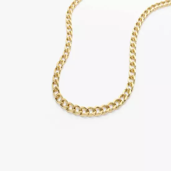 18K Solid Gold Cuban Link Chain Necklace Men Women 2.5mm 30"