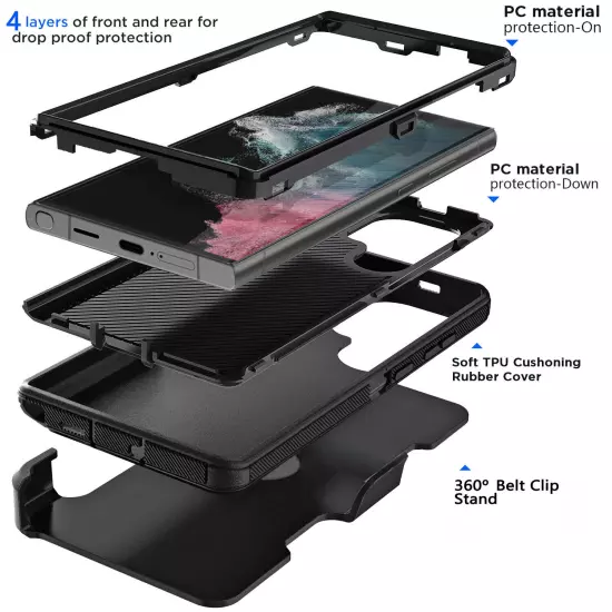 For Samsung Galaxy S22/S22+/S22 Ultra Heavy Duty Shockproof Case Cover Belt Clip