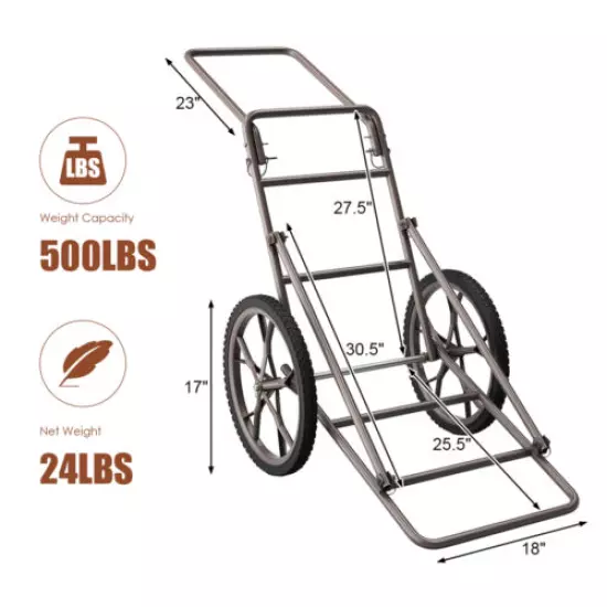 Folding Deer Game Cart Heavy-Duty Steel Hauler Utility Gear Dolly Cart