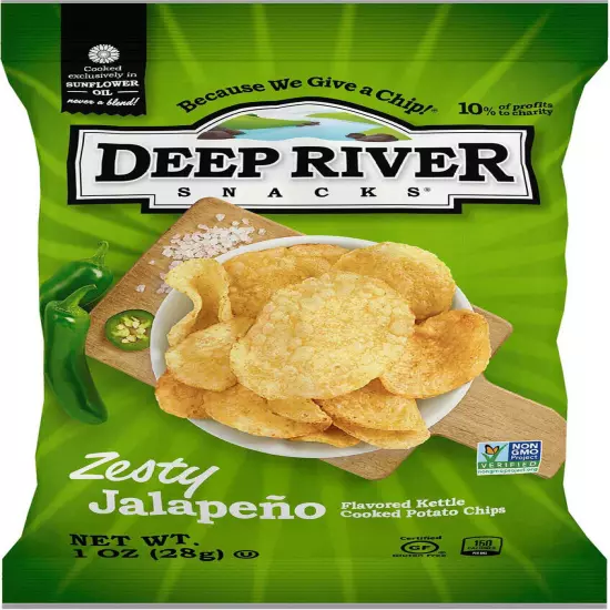 Deep River Snacks Zesty Jalapeno Kettle Potato Chips, 1 Ounce, 80 Per Case