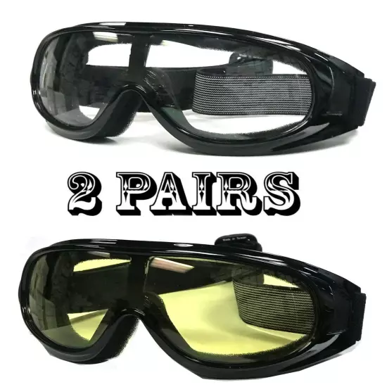 MOTORCYCLE GOGGLES FIT OVER PRESCRIPTION GLASSES SIDE VENTS CHOICE LENS COLOR 