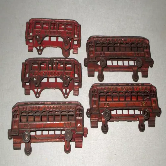 ANTIQUE FLOOR CAST IRON TOY TRAIN-SHIMER-SKIDOO-LEHIGH VALLEY R.R.-5 PIECE SET