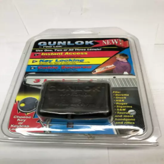 PRO-LOK GUNLOK - GL100 - KEY LOCKING - CABLE SECURED - 3 LOCKS IN 1 - NIP