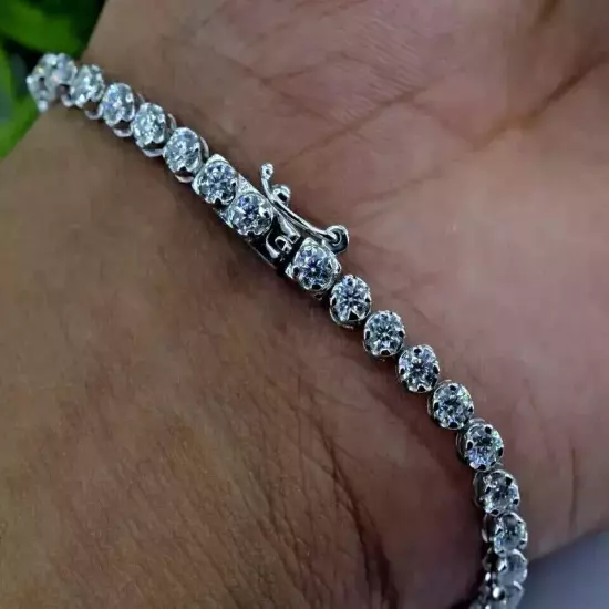 5.00Ct Round Cut Lab Created Diamond Men's Tennis Bracelet 14K White Gold Finish