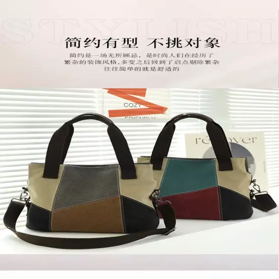 Women's Bag Canvas Bag Women's Patchwork Bag Shoulder Handbag