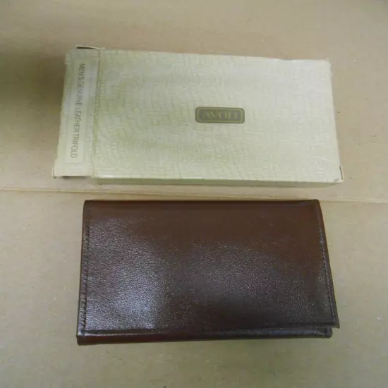 vintage 1982 Avon men's leather tri-fold wallet IOB unused fashion