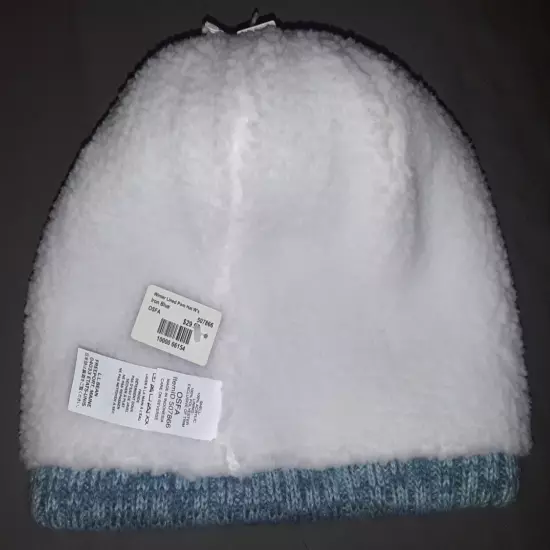 L.L. Bean NWT fleece-lined blue knit beanie womens one-size