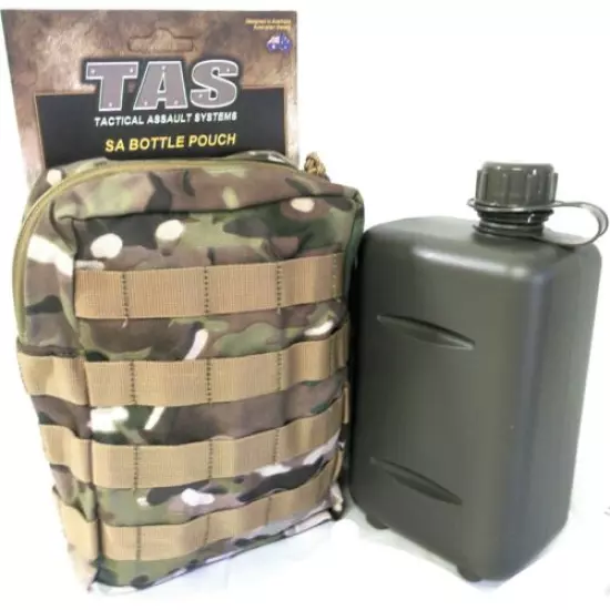 2L SOUTH AFRICAN ARMY CANTEEN BPA FREE + MULTICAM 900D MOLLE POUCH WATERPROOFED