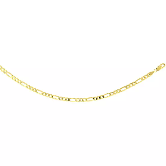 10k Solid Yellow Gold Figaro Chain Necklace 2.23mm-10.25mm Sz 16-30 Inches