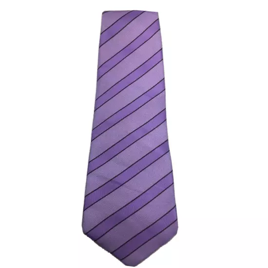 Paul Smith London Tie Purple Black Striped 100 Silk Handmade