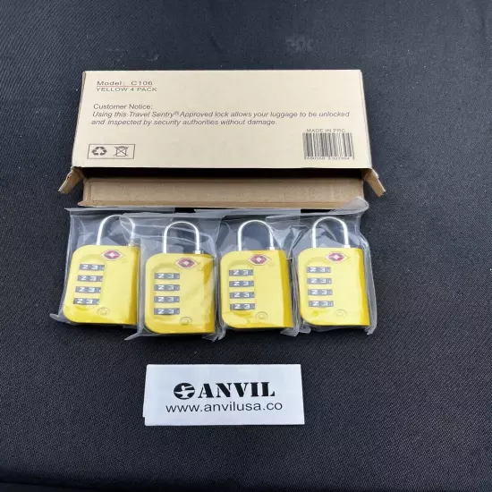 Anvil TSA Approved Luggage Lock - 4 Digit Combination Padlocks, Model C106, C14