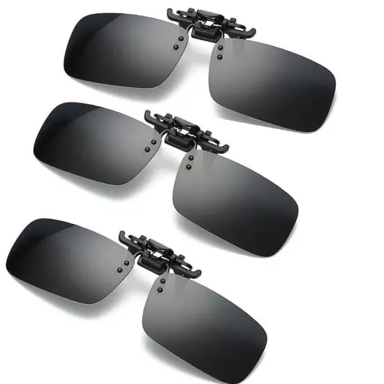 Mens Polarized Day Night Vision Flip-up Clip-on Lens Driving Glasses Sunglasses