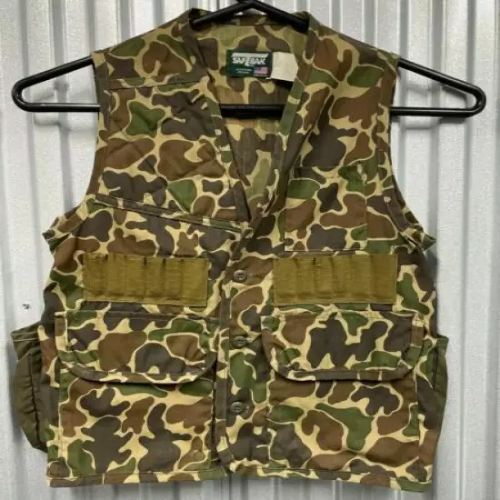 Vintage Saftbak Duck Camo Bird Game Hunting Full Zip Vest Men's small