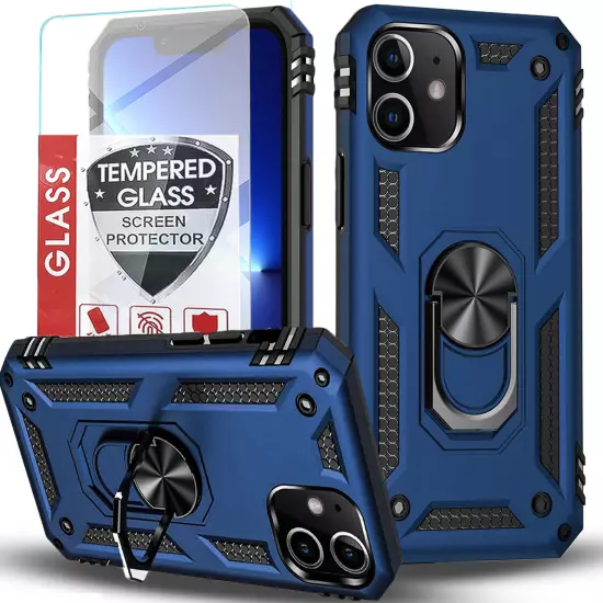 For iPhone 11/11 Pro Max Case Phone Cover Shockproof Kickstand + Tempered Glass