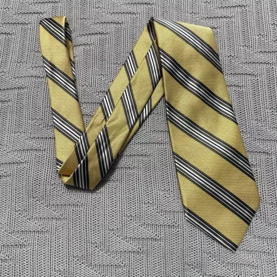 Paul Fredrick yellow and bronze striped Italian silk tie