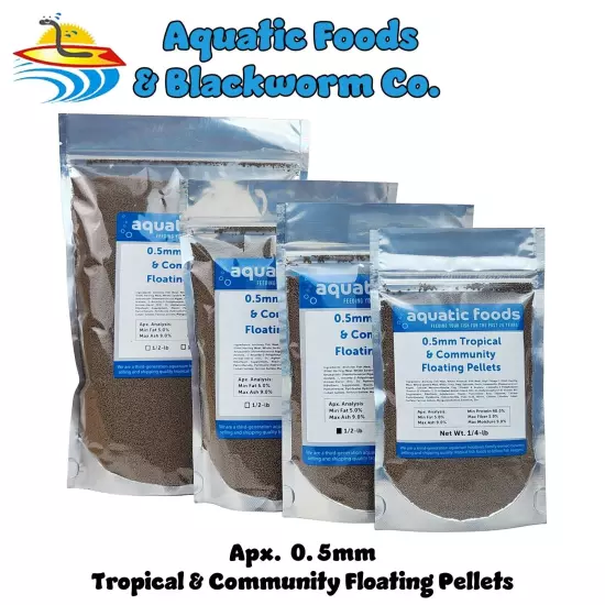 0.5mm Tropical & Community Floating Pellets for Tetras, Guppies, & Platys. WL