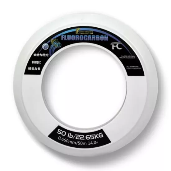 LUNYANG 100% Fluorocarbon Fishing Line 50M 50LB 22.65KG High Strength Density 