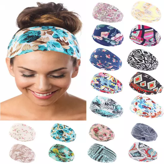 Elastic Hair Band African Print Wide Headband Hair Accessories Fashion DIY Soft□