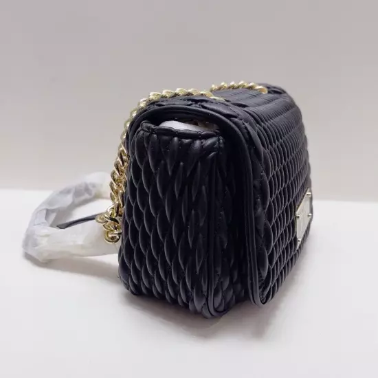 NEW VersaceJeansCouture logo-plaque quilted chain-link convertible shoulder bag