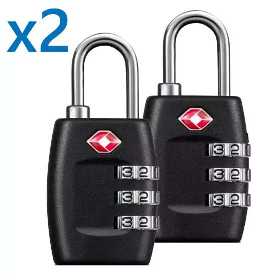 TSA Approved Lock Travel Luggage 3 Combination Resettable Padlock TL01-PAIR