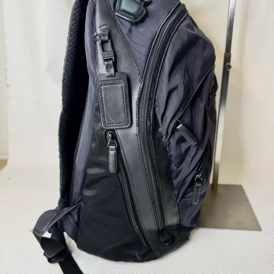 Tumi Backpack Leather Nylon Large Capacity Navy