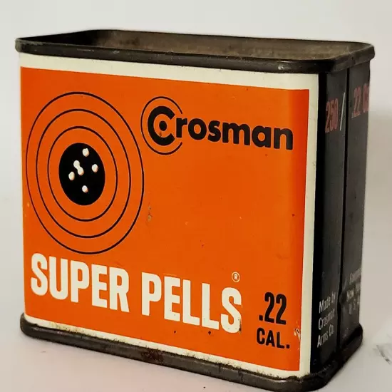 Vintage Crossman Super Pells .22 Cal Air Gun Pellets Advertising Tin (Full)