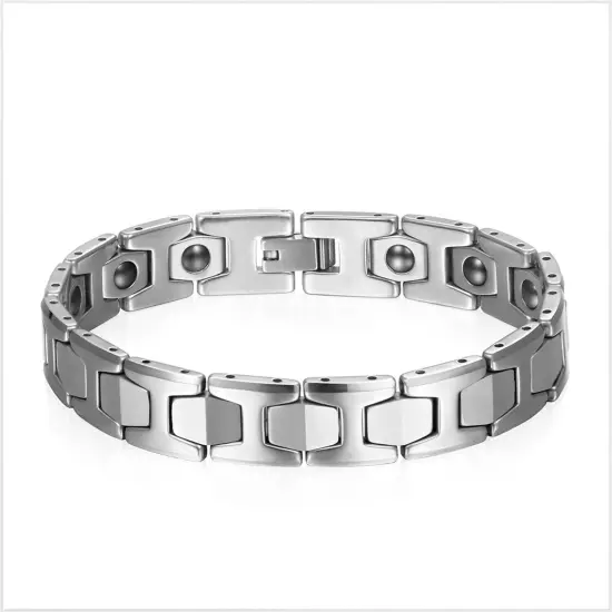 Men's Polished Tungsten Carbide Magnetic Energy Therapy Power Bracelet Golf Link