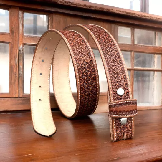 Western Belt Handmade Strap Men's Full Grain Leather No Buckle Cowboy Rodeo Belt