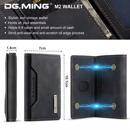 DG.MING Cowhide Leather Cash Money Card Holder Trifold Wallet