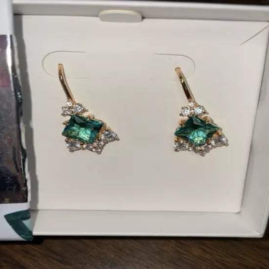 EARRING BOMB by Bomb Party RBP2996 Lab Created Emerald On Gold Plating