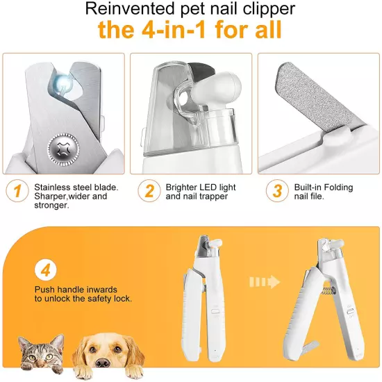 Pet Nail Toe Clippers Professional Dog Cat Nail FileTrimmer Safety Guard Tool US