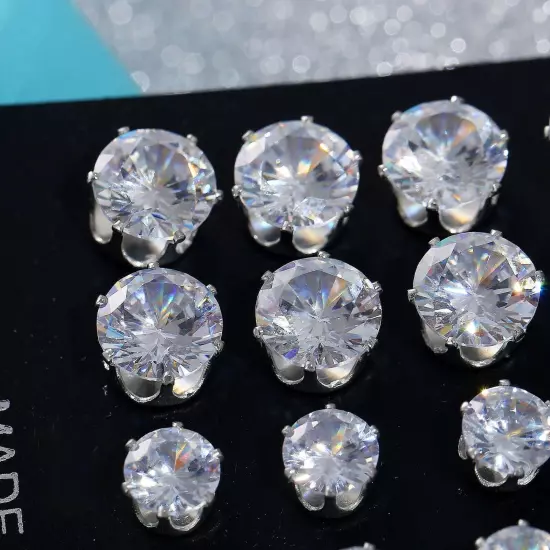 Wholesale A Set Of 12 Pairs Clear Crystal Ear Studs Earrings Shinny UK