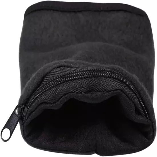 Pouch Fleece Wrist Wallet with Zipper for Travel Gym Sport Wristband, Black