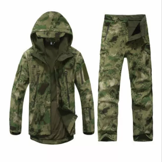 Men Hoodie Hooded Jacket Coat Outwear Pants Tactical Sport Hunting Camouflage