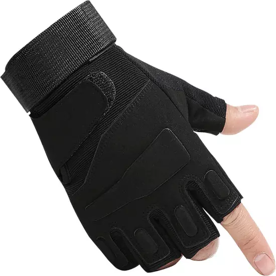 Mens Tactical Military Fingerless Gloves Motorcycle Cycling Half Finger Gloves