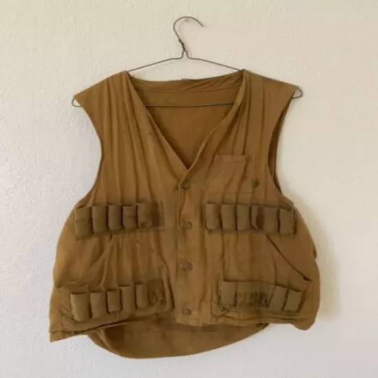 Vintage Game Shotgun Hunting Vest Large Khaki Brown