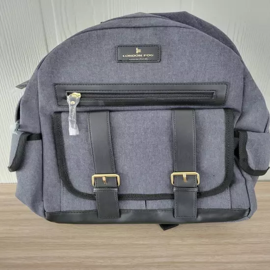 London Fog Collection Canvas Backpack Gray Denim Unisex Adult NEW MSRP $108