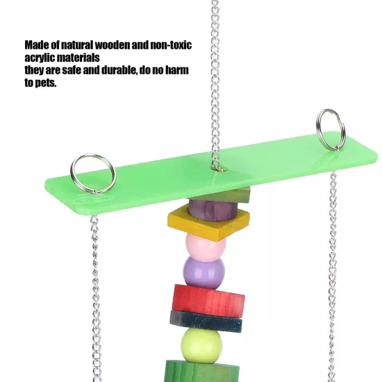 Pet Bird Swing Chew Toy Hanging Cage Multicolored Acrylic Wooden For Small M AD5