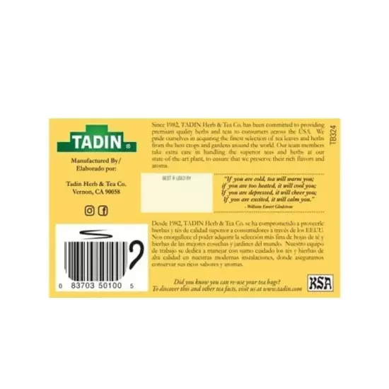 Tadin Tea chamomile herbal tea caffeine free 24 bags per box