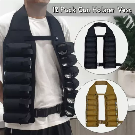 Can Holster Vest Portable Beer Shoulder Belt BBQ Party Beverage Carry NEW