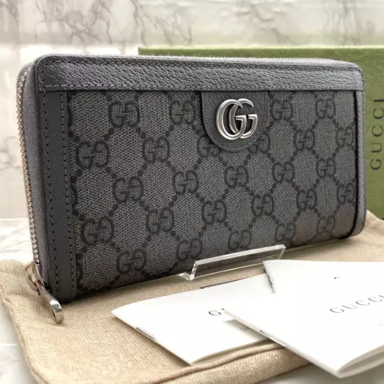 Unused condition Gucci Ophidia GG Supreme Long Wallet Marmont Grey Men's Fashion