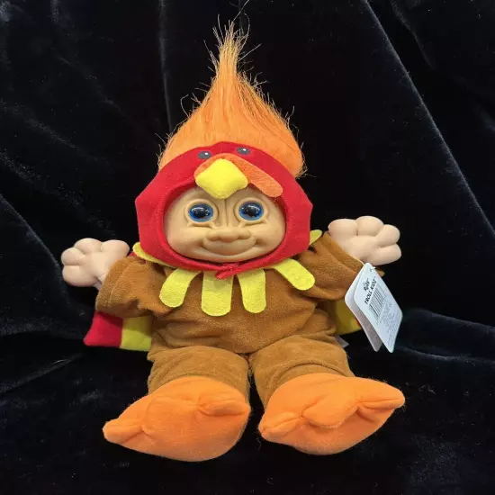 NEW w/ Tag-Russ Troll Kidz Wishbone Doll Wearing Thanksgiving Turkey Costume 12"