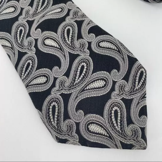 Black and silver paisley tie Michael by Michael Kors 100% silk tie