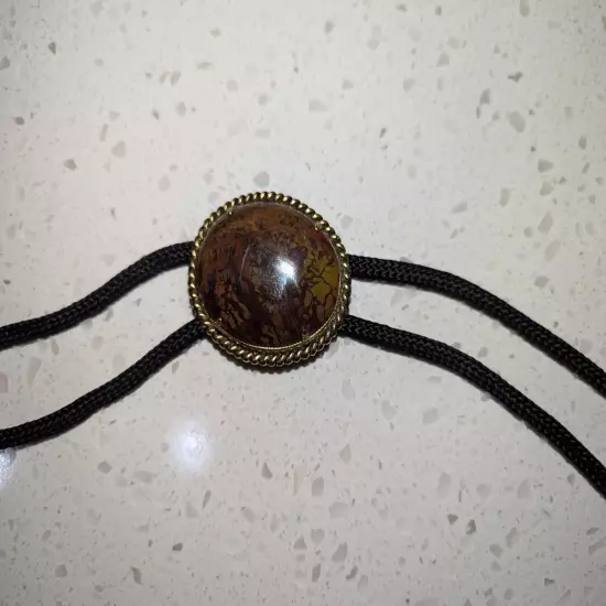 Tiger's Eye Stone Mens Bolo Tie Cowboy Vintage 