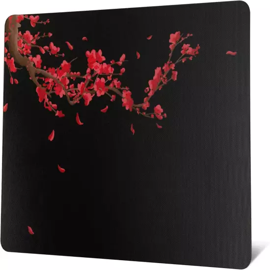 Glass Gaming Mouse Pad, Black Plum Blossoms Hard Mousepads for Gaming,Profession