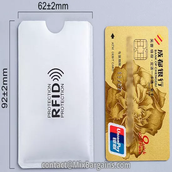 RFID BLUE, 1 (ONE) SLEEVE BLOCKING CREDIT/DEBIT/ID CARD ANTI-THEFT SHIELD