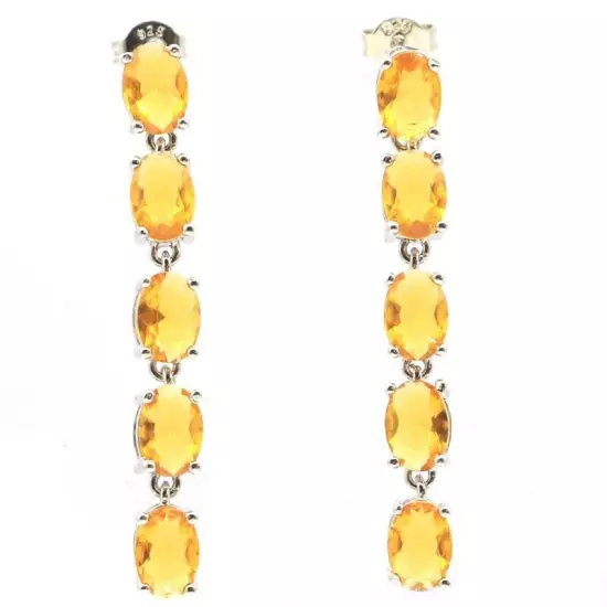 Highly Recommend Golden Citrine For Ladies Party Daily Wear Silver Earrings 