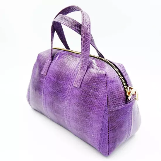 New Purple Genuine Sea Snake Leather Skin Women Shoulder Handbag Purse.